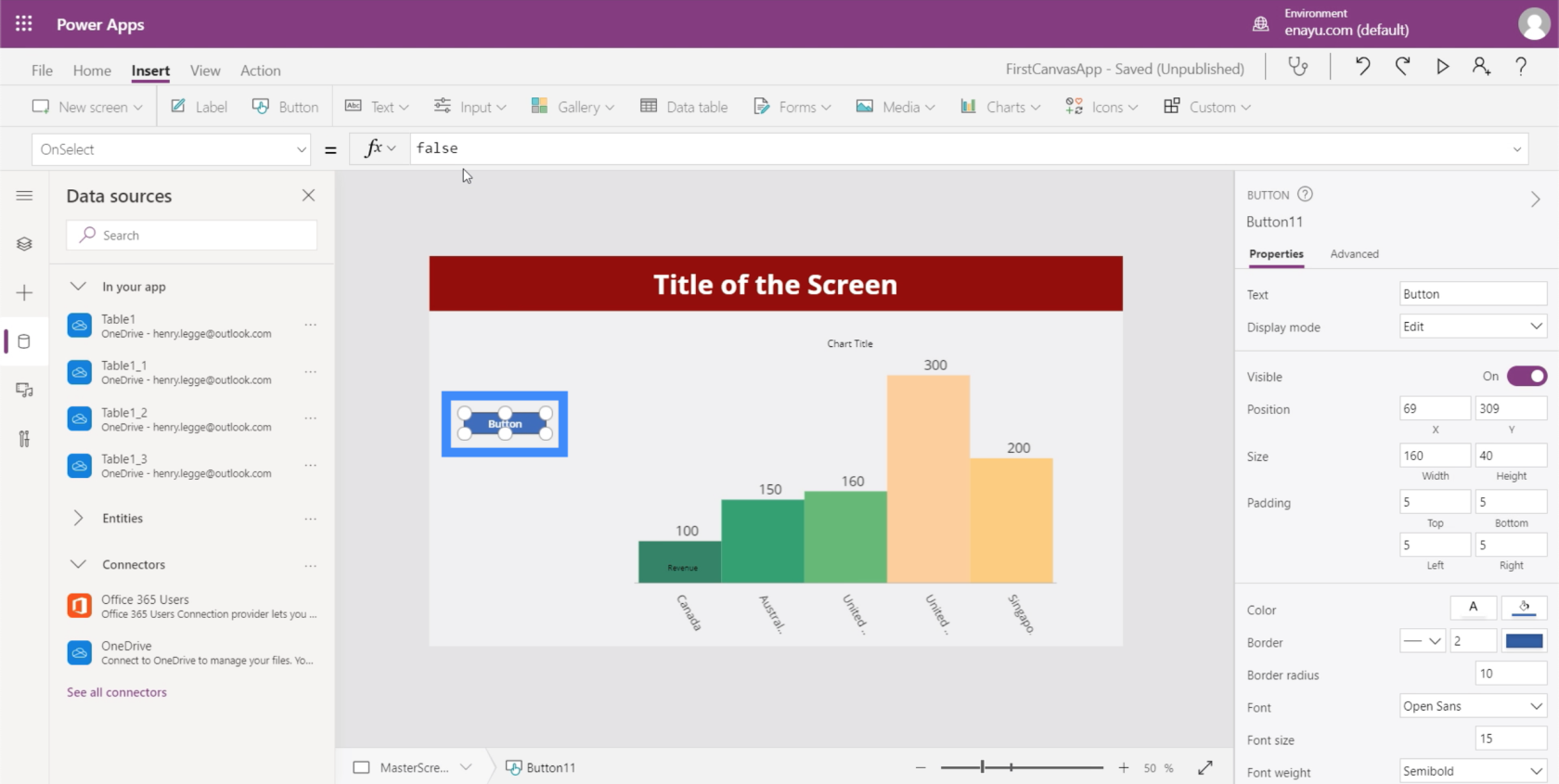 PowerApps 圖表、圖形和動態圖像