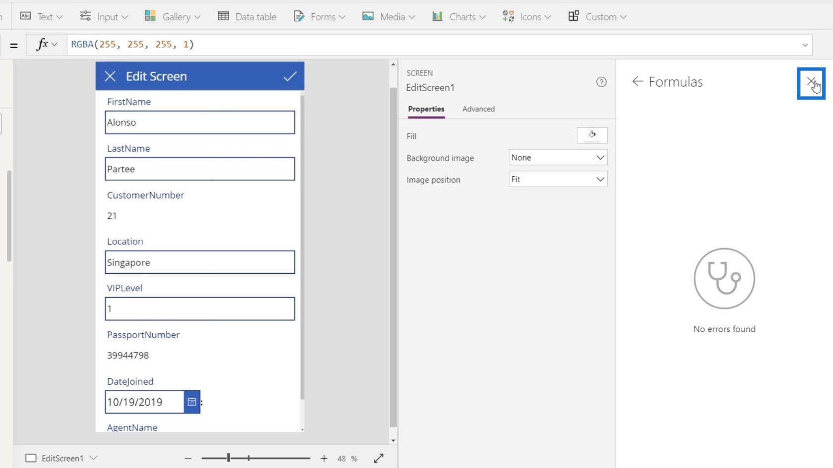 Microsoft Power Apps チュートリアル |  エラーチェック