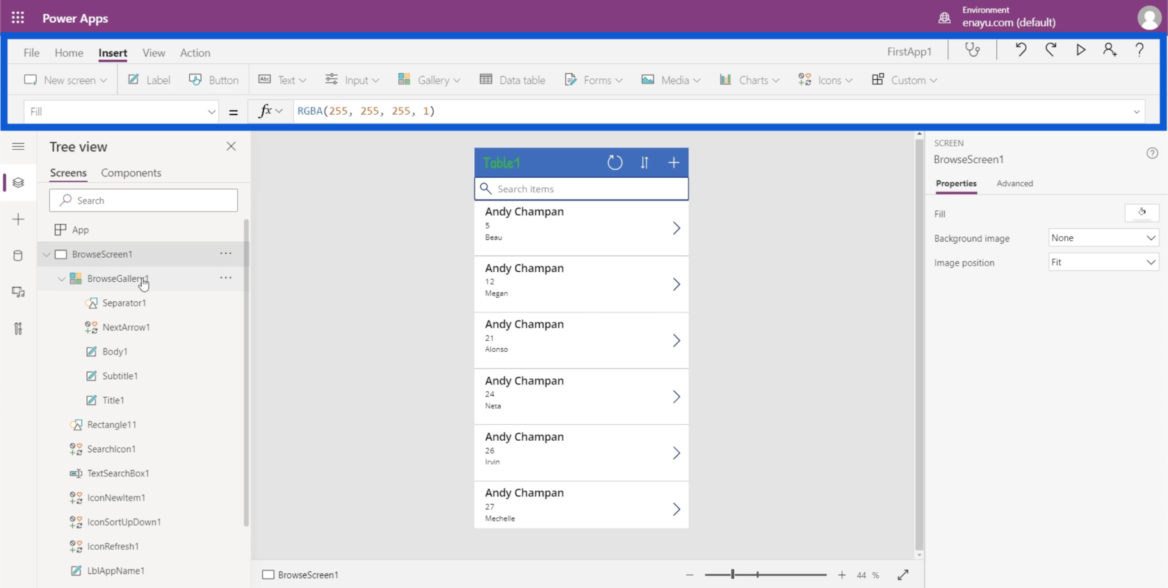 Power Apps 環境：正確設置應用程序元素