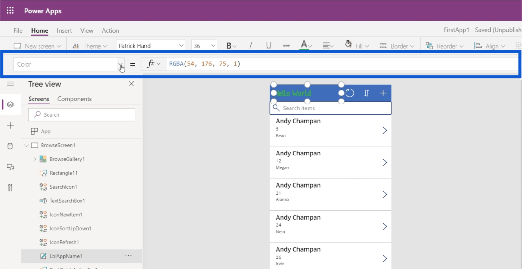 Power Apps 環境：正確設置應用程序元素