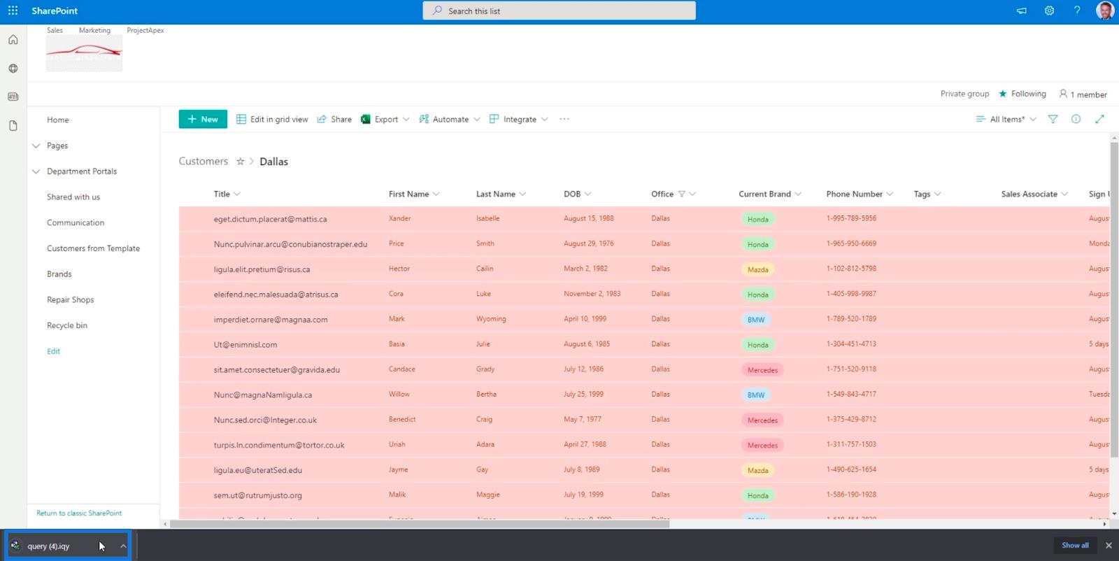 Экспорт списков SharePoint в файл Excel или CSV