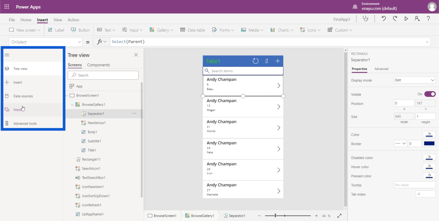 Power Apps 環境：正確設置應用程序元素