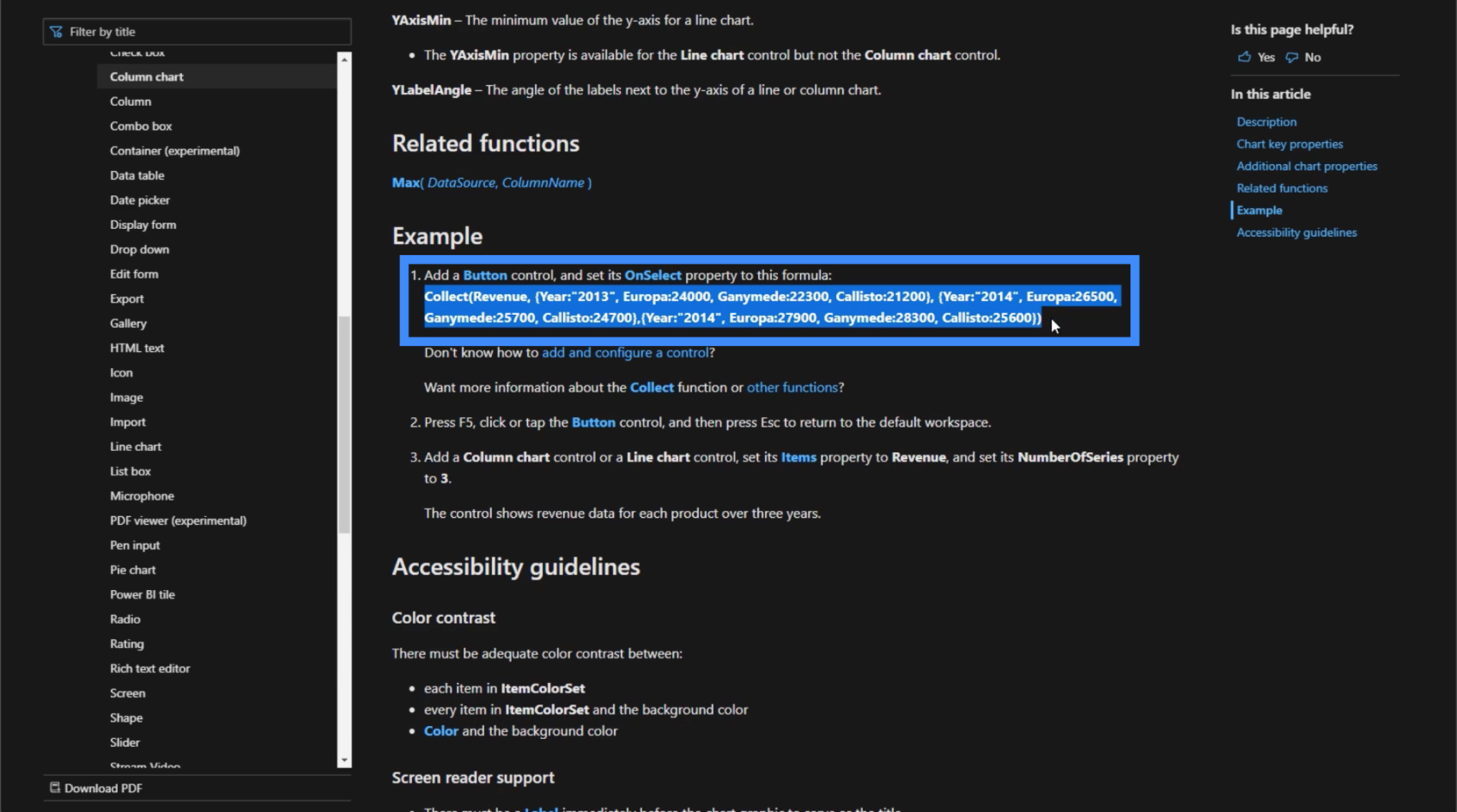 PowerApps 圖表、圖形和動態圖像