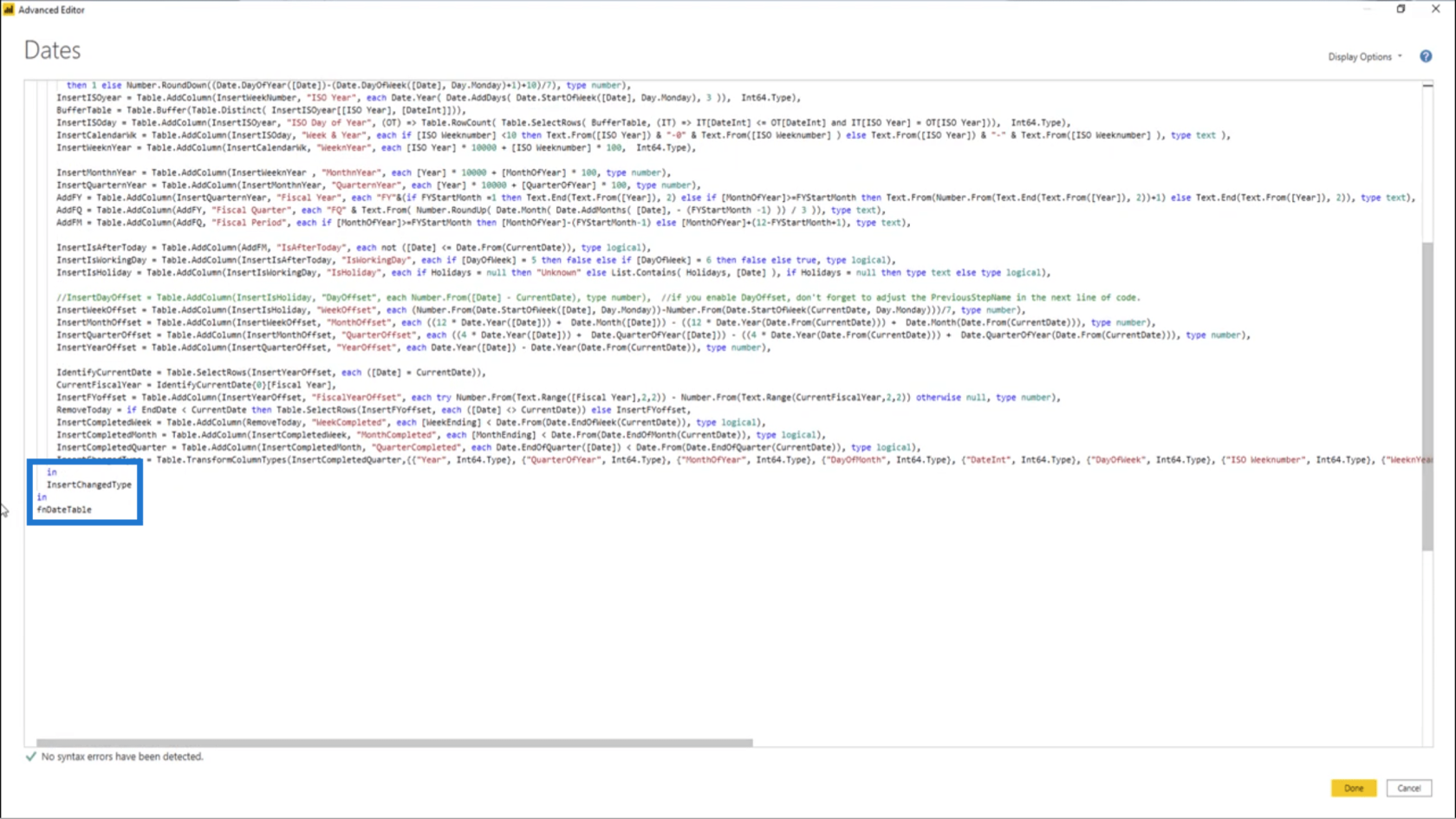 LuckyTemplates で日付テーブル関数をテーブル クエリに変換する