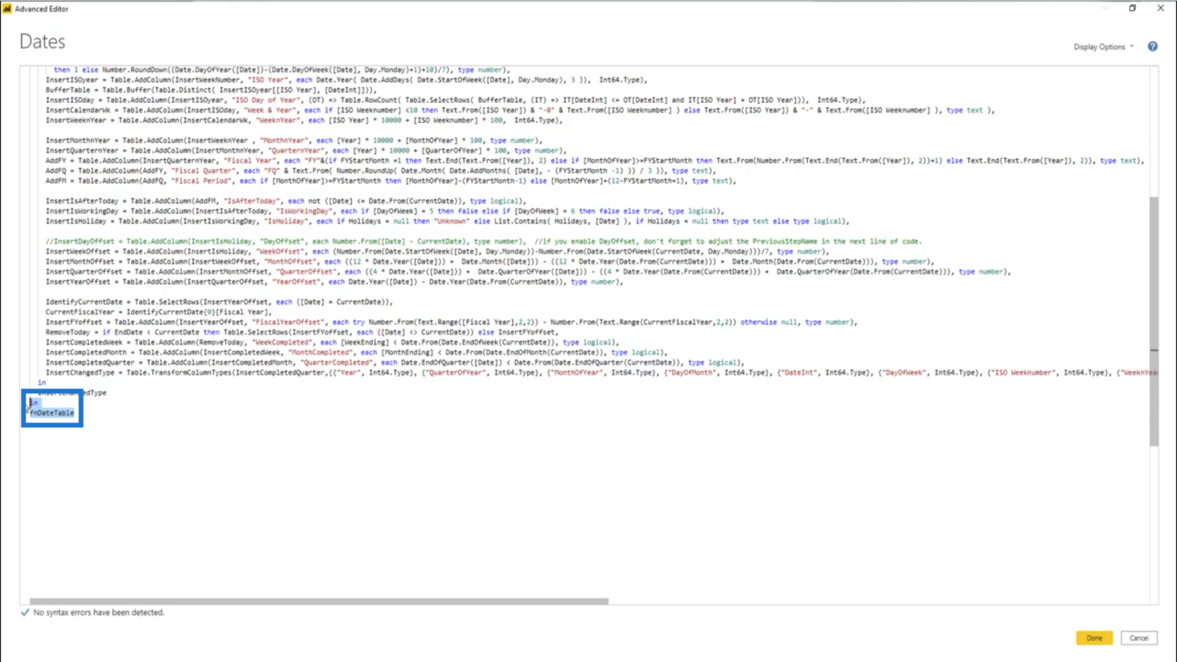 LuckyTemplates で日付テーブル関数をテーブル クエリに変換する