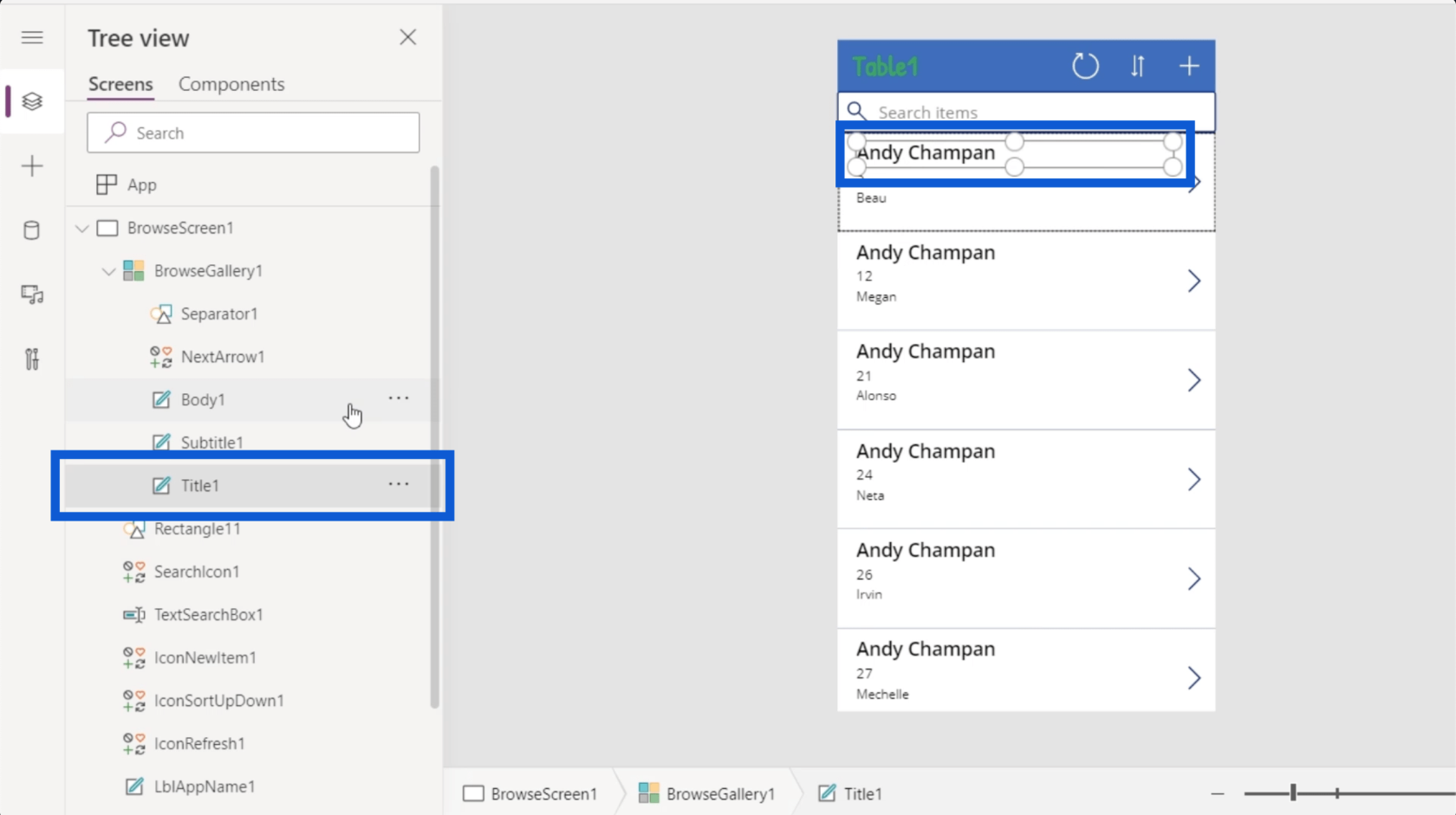 Power Apps 環境：正確設置應用程序元素