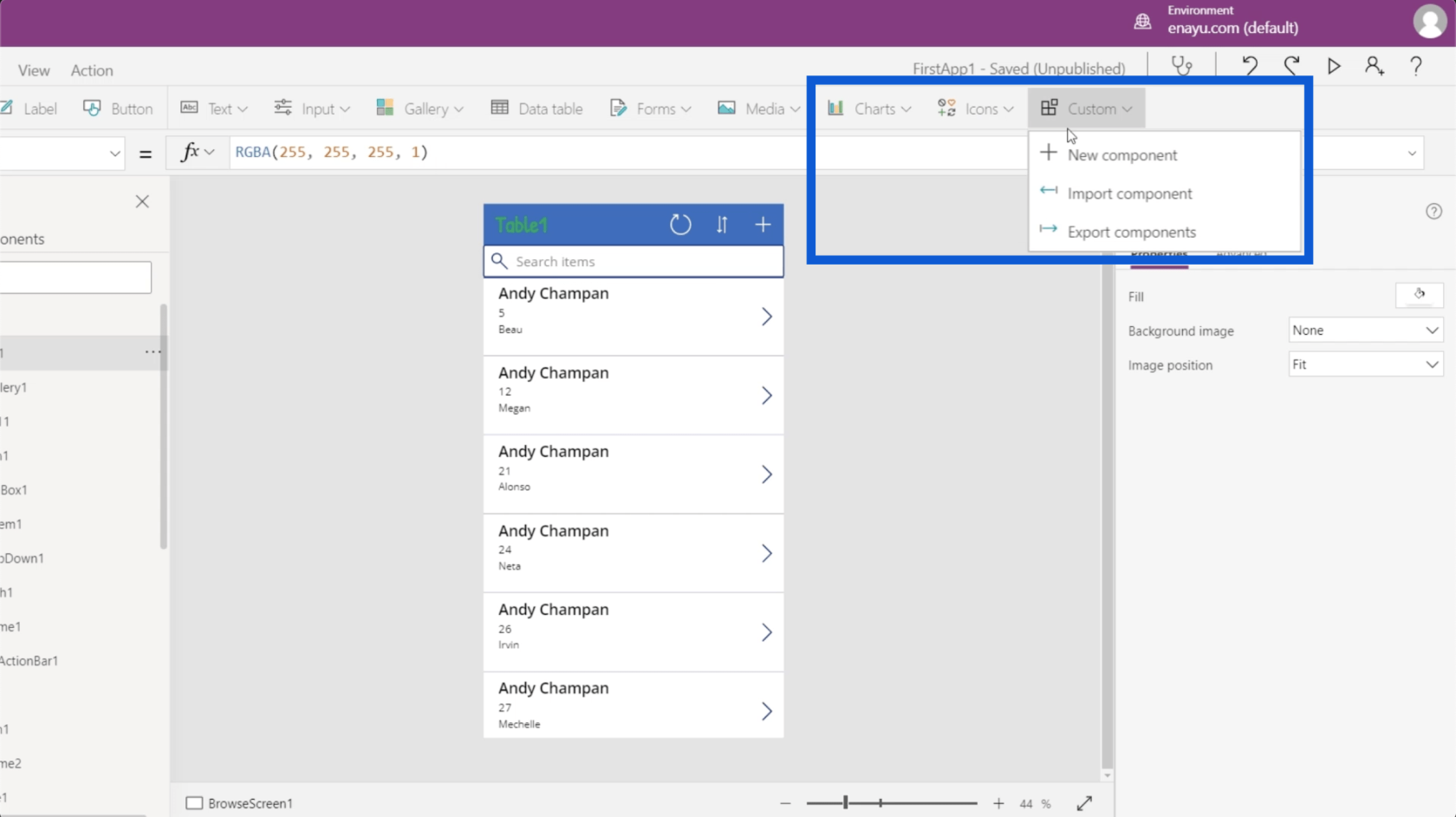 Power Apps 環境：正確設置應用程序元素