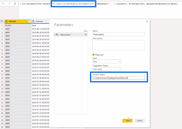 LuckyTemplates でクエリ パラメーターを使用してファイルの場所を変更する