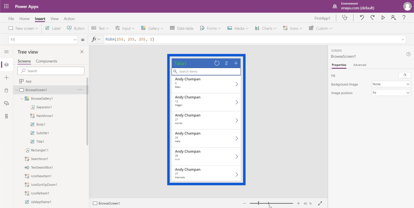 Power Apps 環境：正確設置應用程序元素