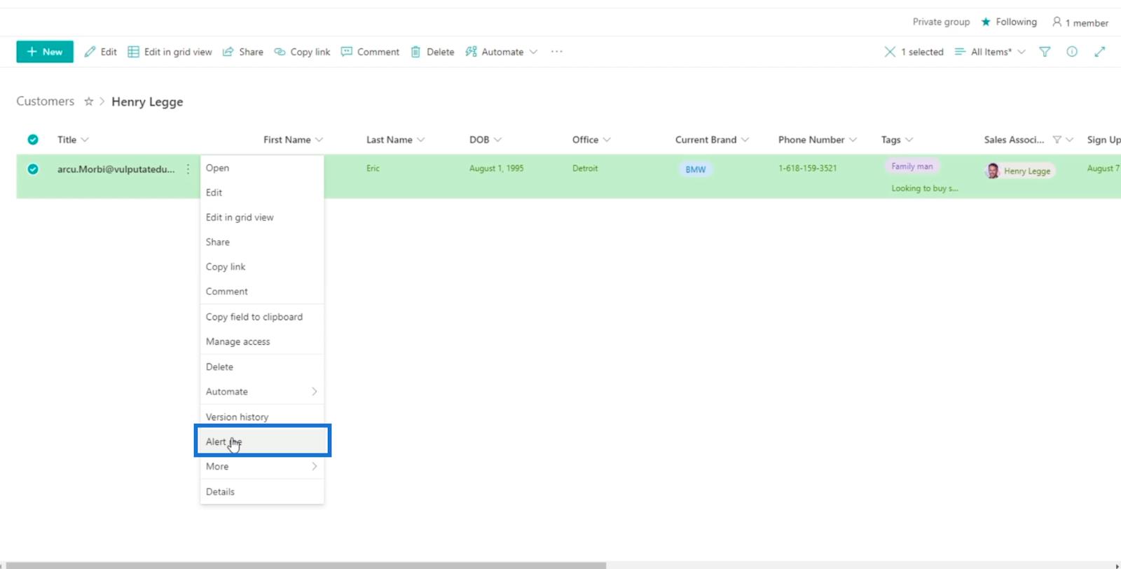 SharePoint リスト アラートのセットアップ
