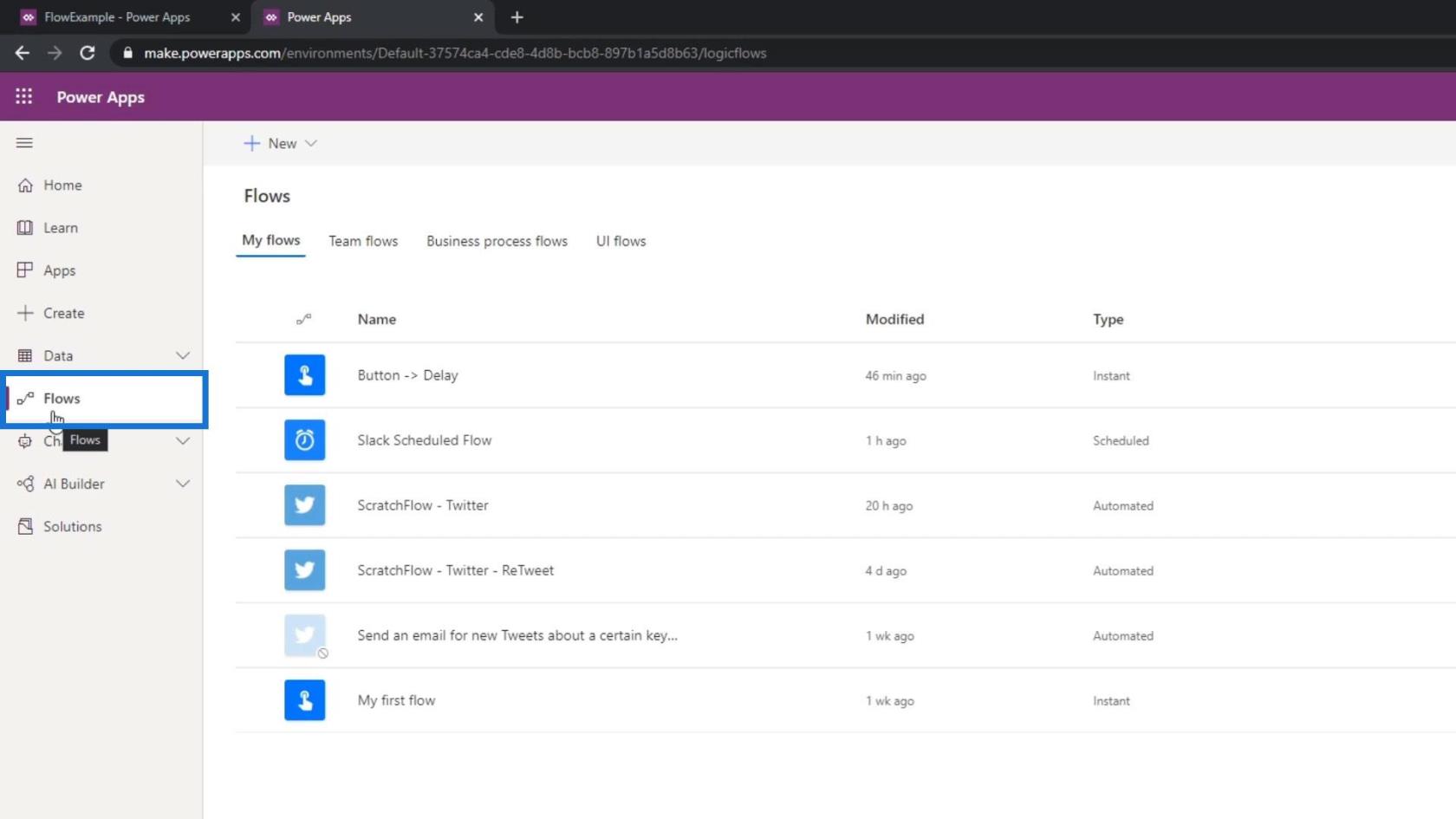 Microsoft Power Automate への PowerApps の統合