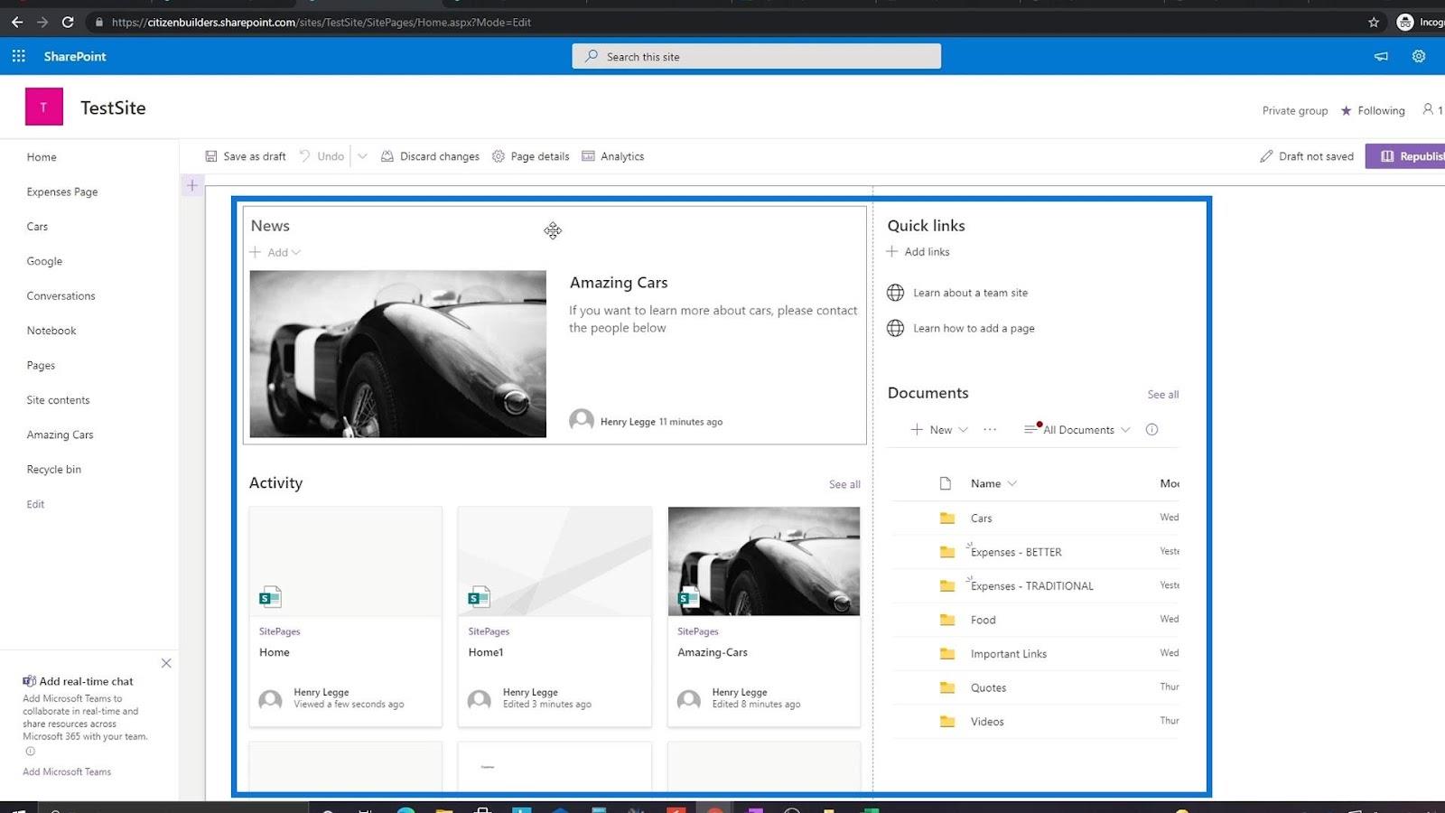 Übersicht und Erstellung der SharePoint-Homepage