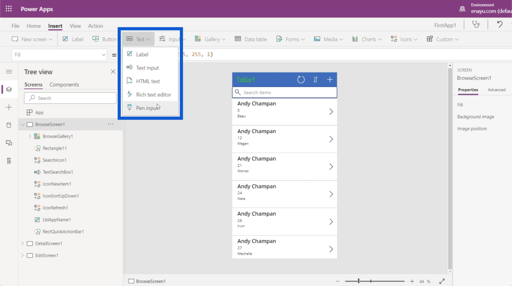 Power Apps 環境：正確設置應用程序元素