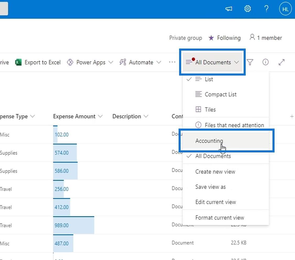 MS SharePoint ビュー |  作成と保存