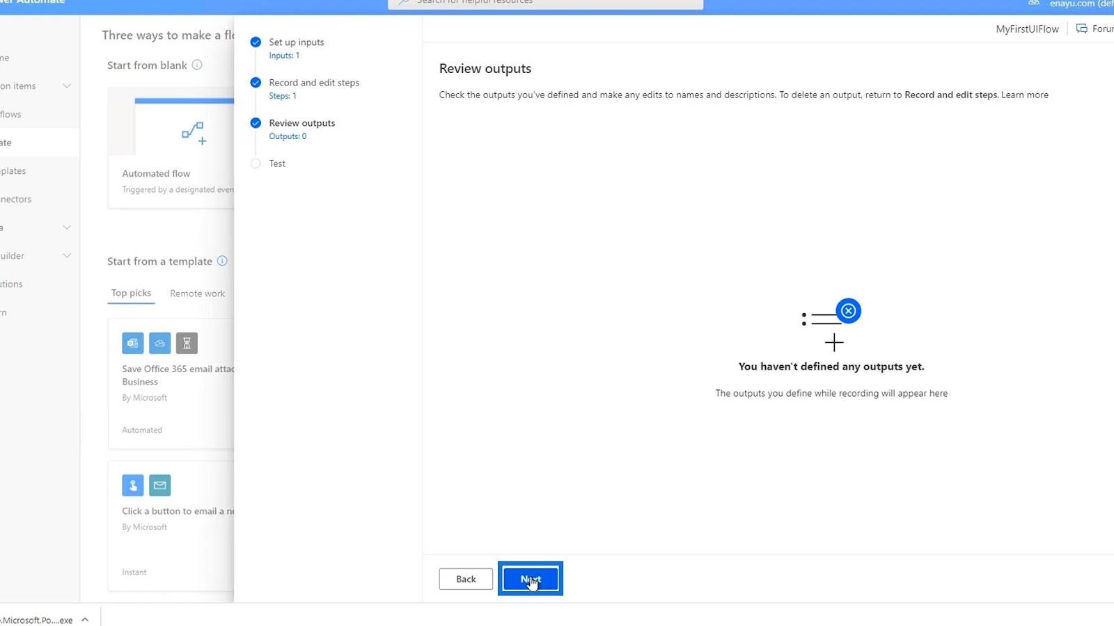 Microsoft Power Automate 中的 UI 流輸入