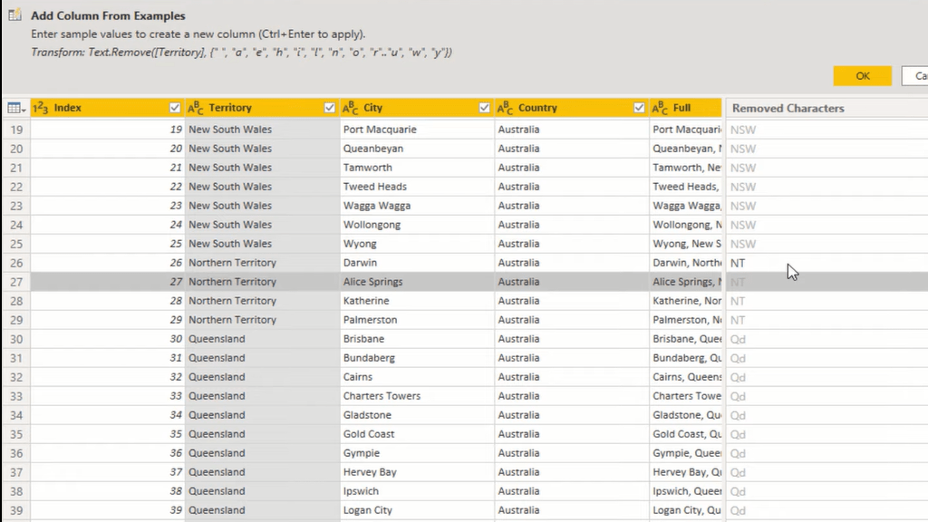 來自示例 LuckyTemplates 的列 - Power Query 教程