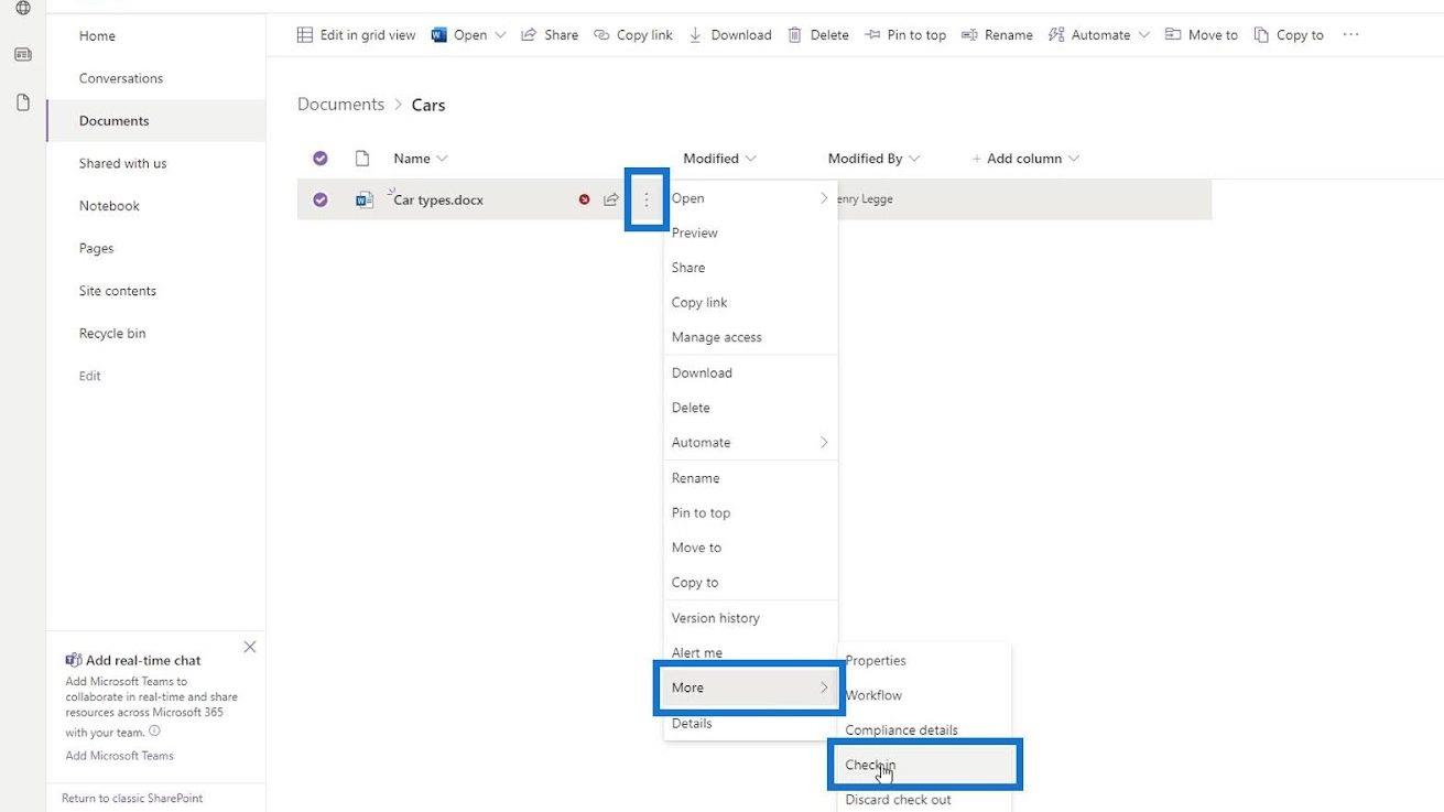 簽出和簽入 SharePoint 文件