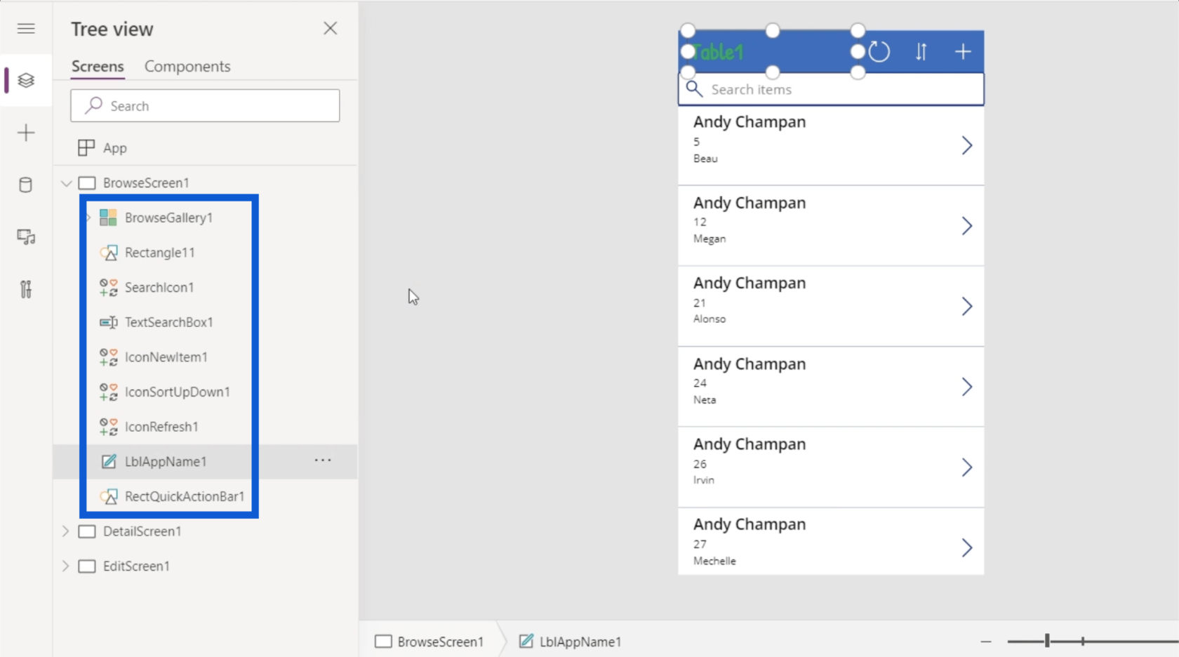 Power Apps 環境：正確設置應用程序元素
