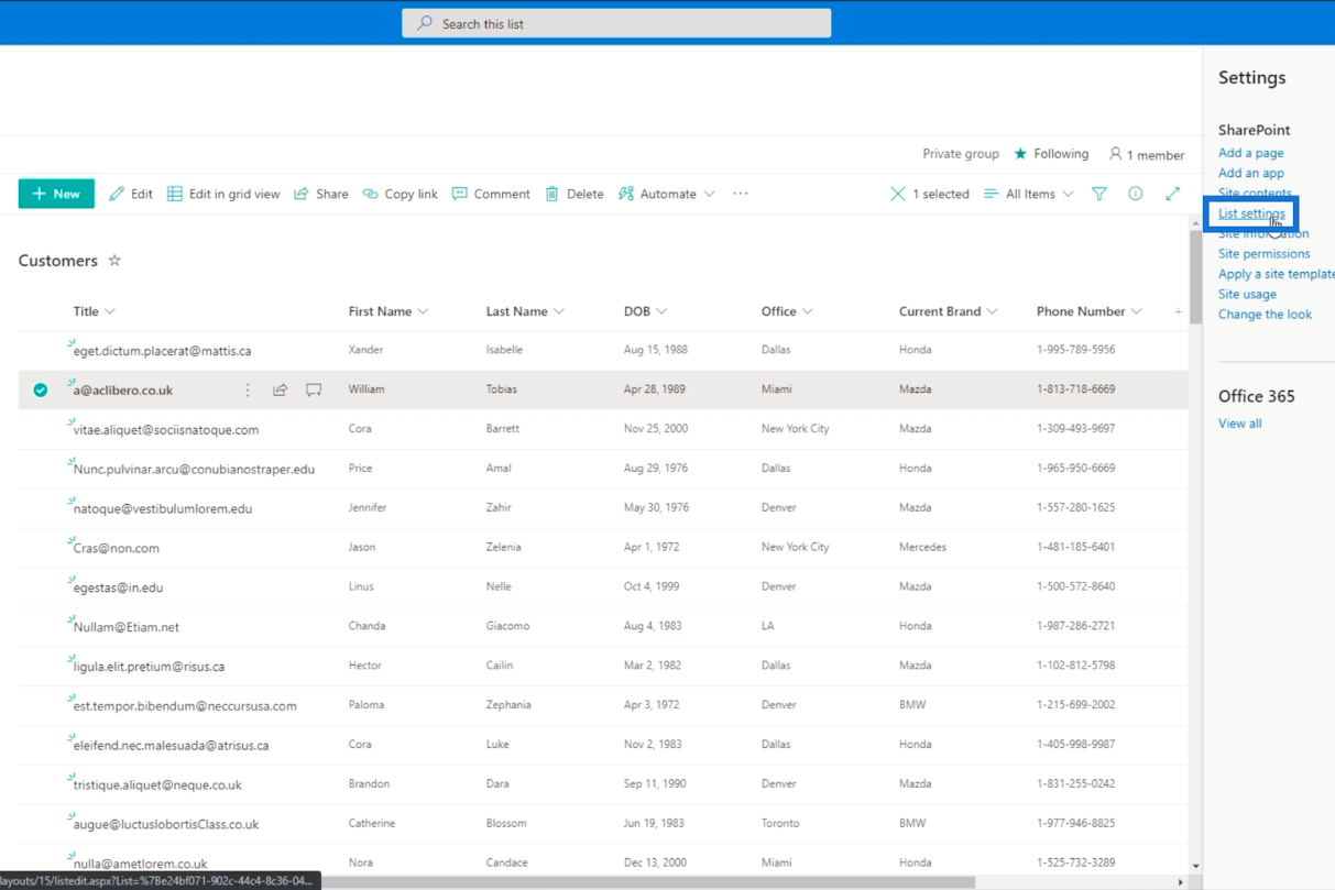 SharePoint リスト アイテム: 単一および複数のアイテムの編集