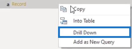 レコード値 – Power Query の構造化された値