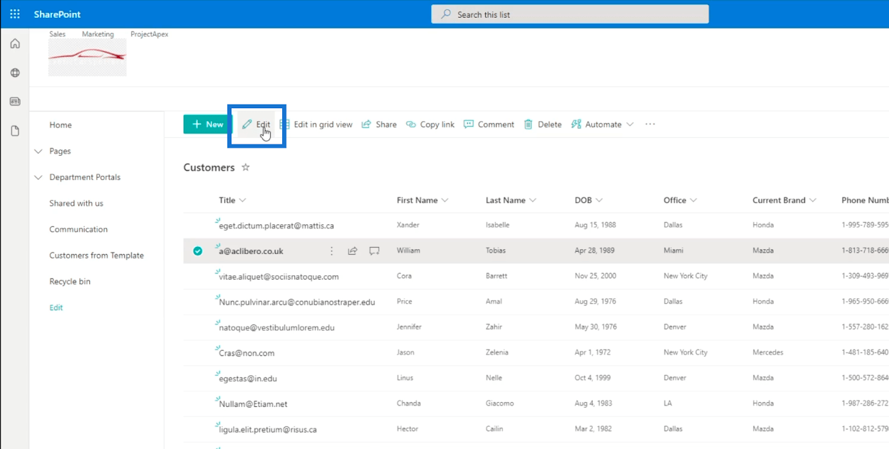 SharePoint リスト アイテム: 単一および複数のアイテムの編集
