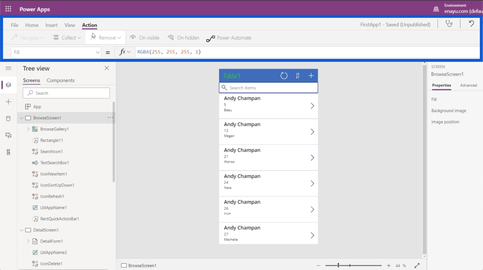 Power Apps 環境：正確設置應用程序元素