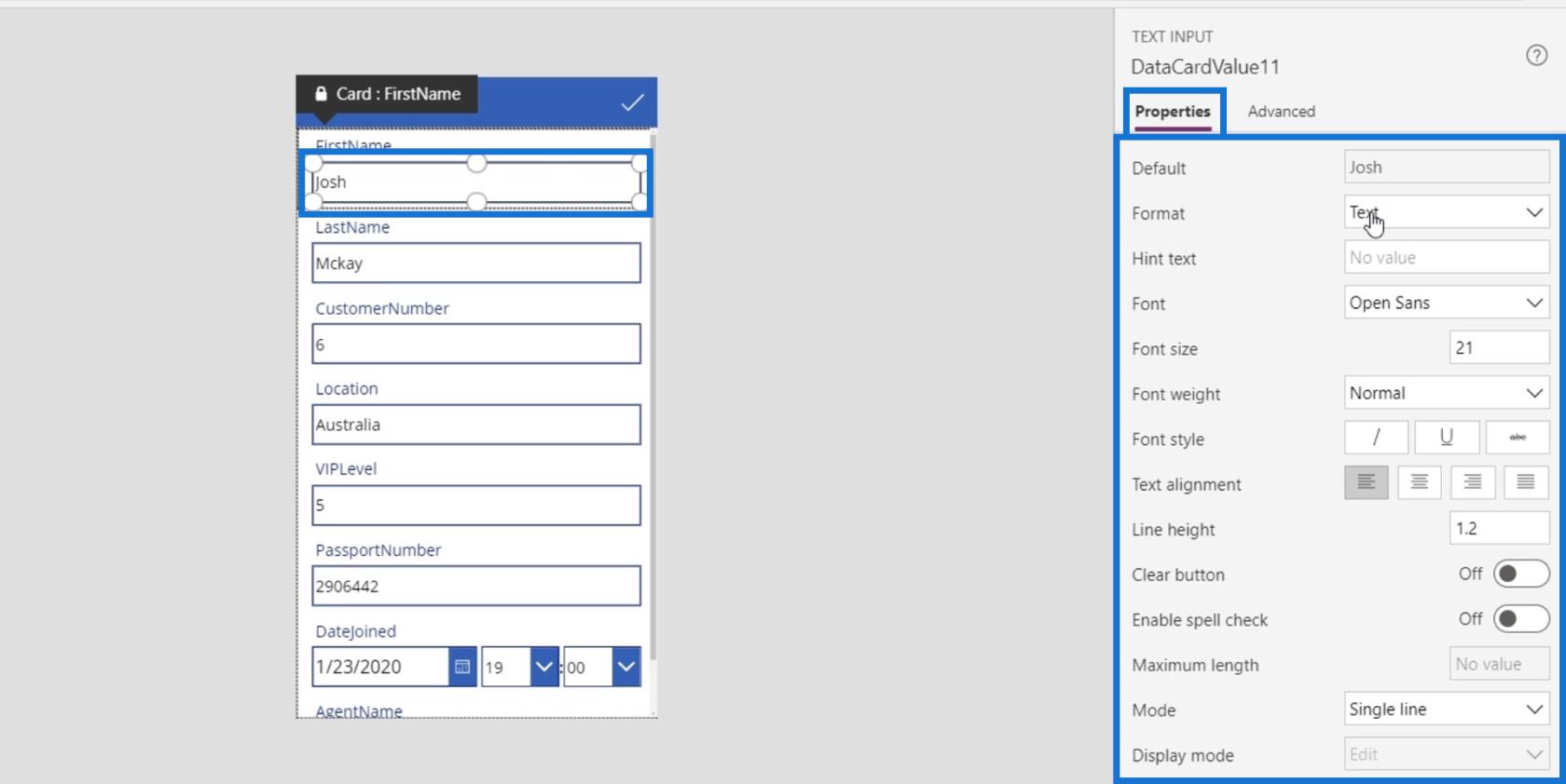 PowerApps 画面: 編集と更新