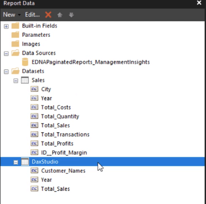 如何將數據集導入 Report Builder