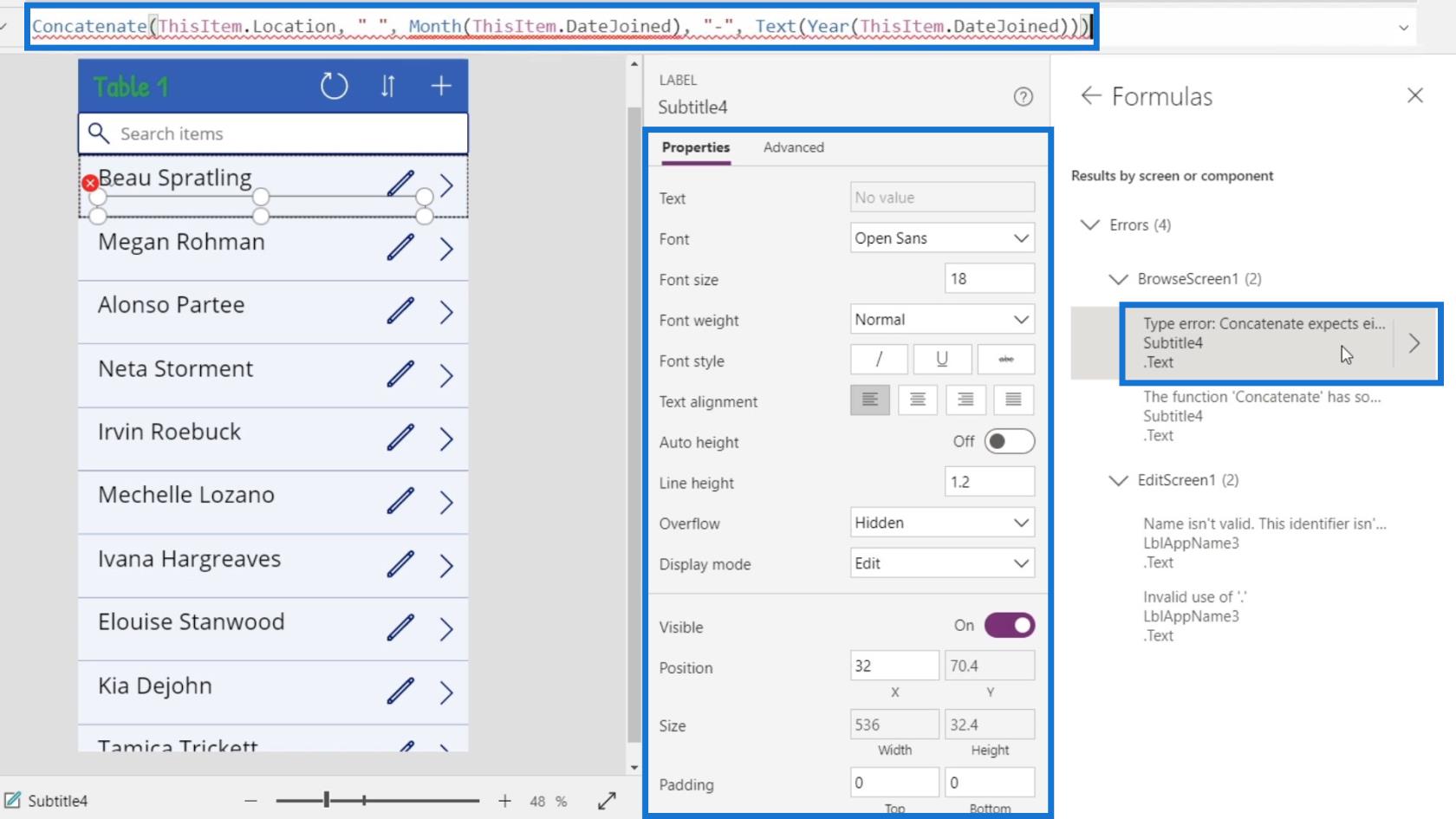 Microsoft Power Apps チュートリアル |  エラーチェック