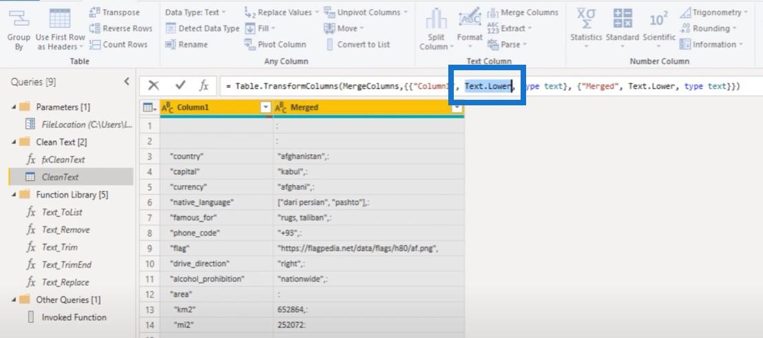 Power Query でのカスタム テキスト クリーニング関数の作成