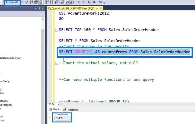 SQL 中的聚合函數及其用法