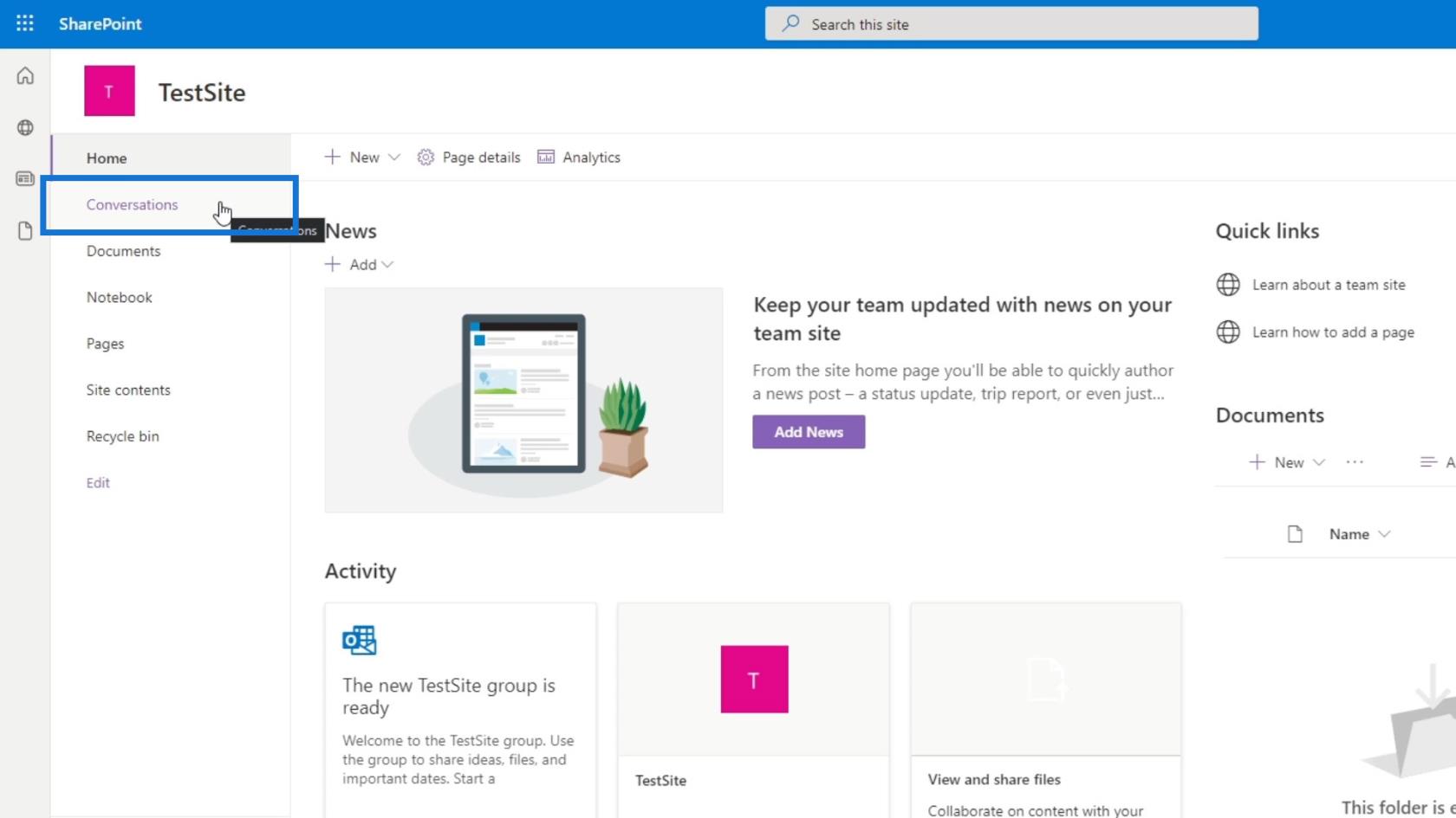 SharePoint 網站 |  佈局和菜單演練