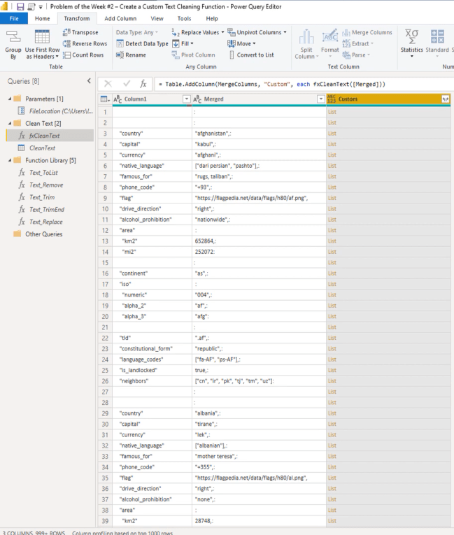 Power Query でのカスタム テキスト クリーニング関数の作成