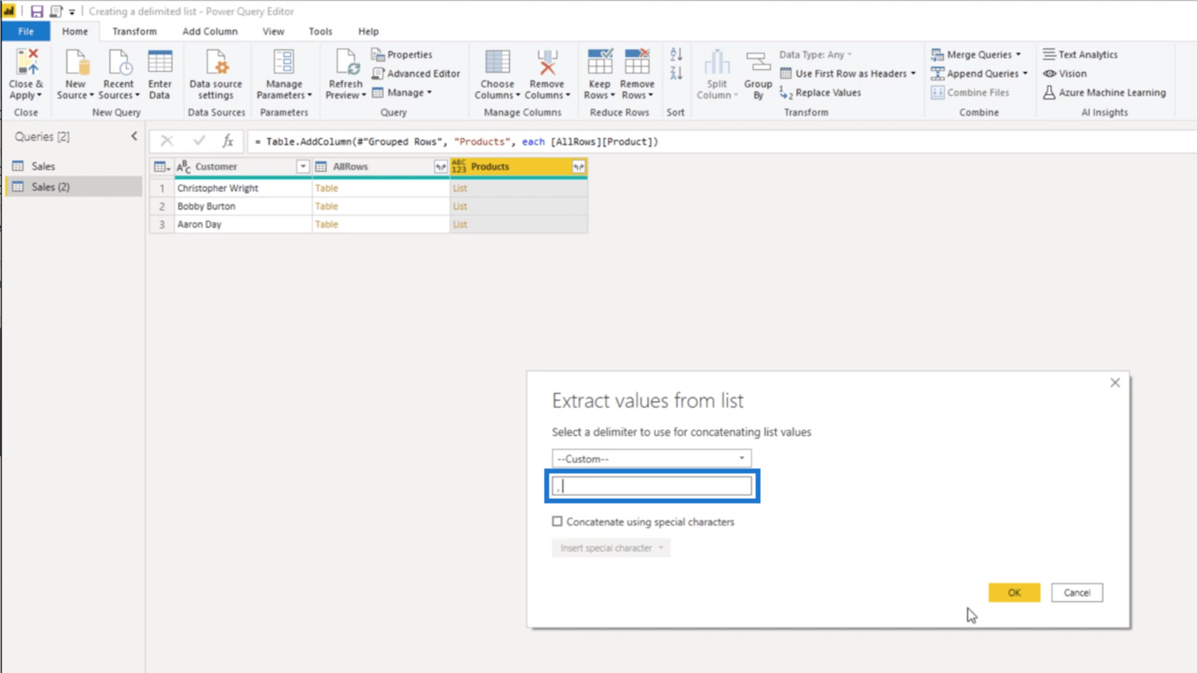 Power Query で区切りリストを作成する – クエリ エディターのチュートリアル