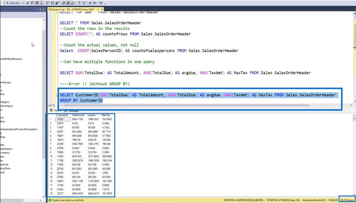 SQL 中的聚合函數及其用法