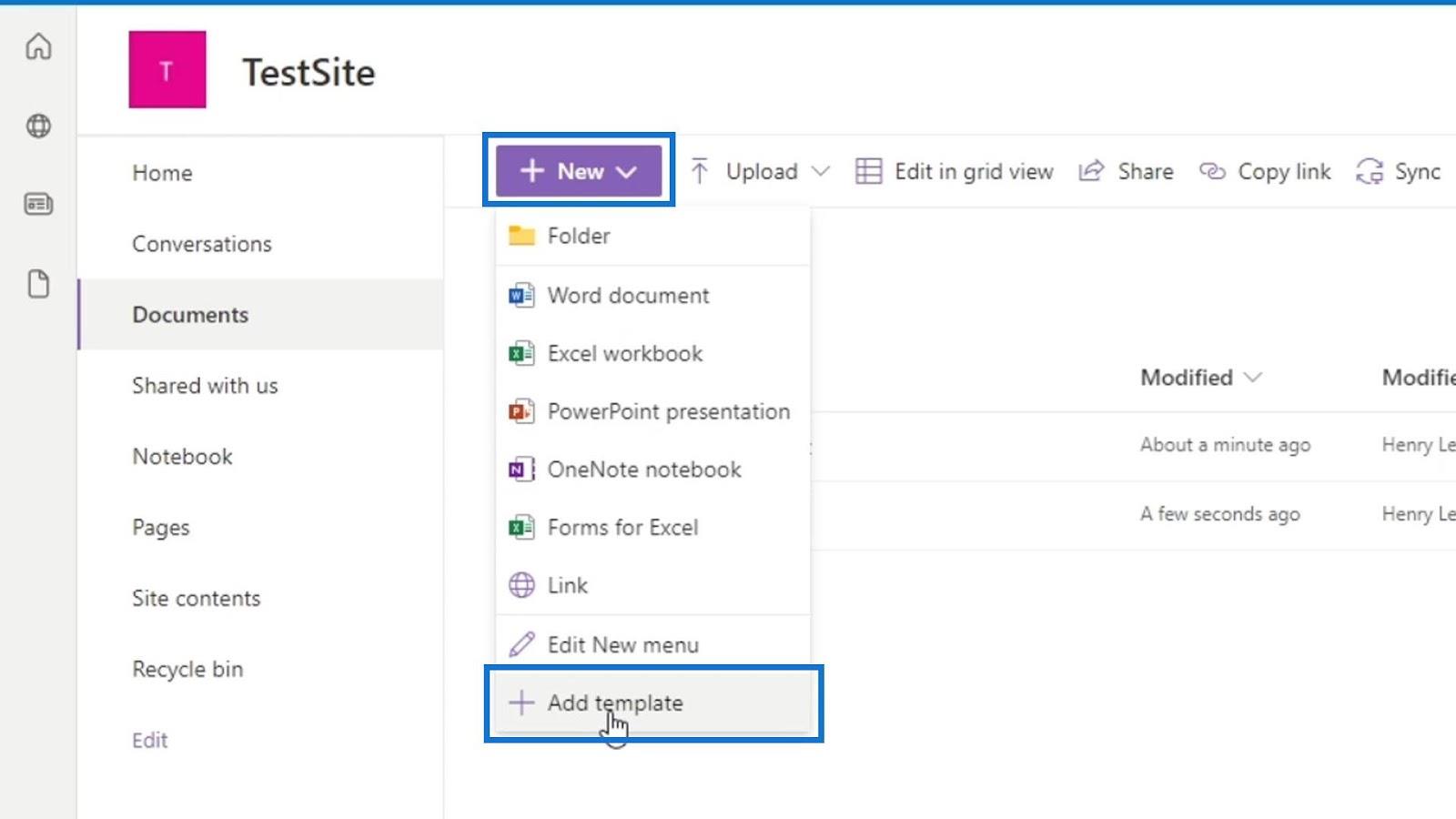 문서 라이브러리용 SharePoint 템플릿