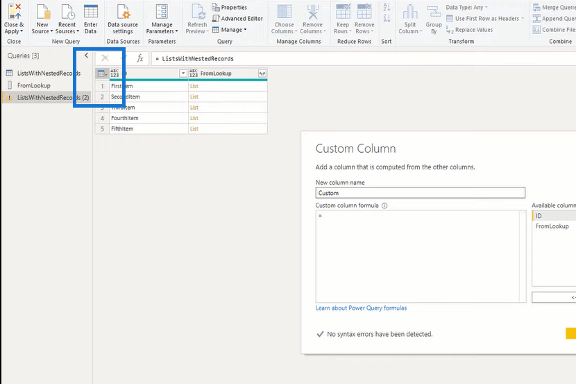 Tutorial do Editor do Power Query: extrair valores de campo de registro de listas