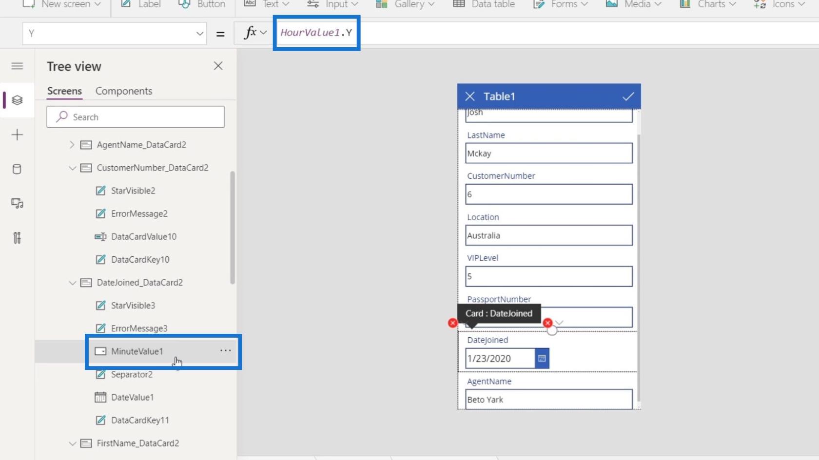 PowerApps 画面: 編集と更新
