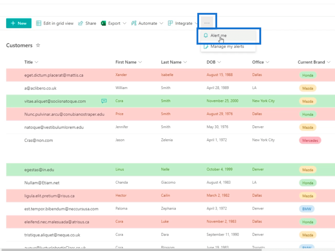 SharePoint リスト アラートのセットアップ