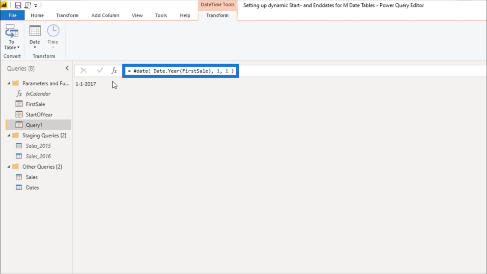 為 Power Query 日期表設置動態 StartDate 和 EndDate