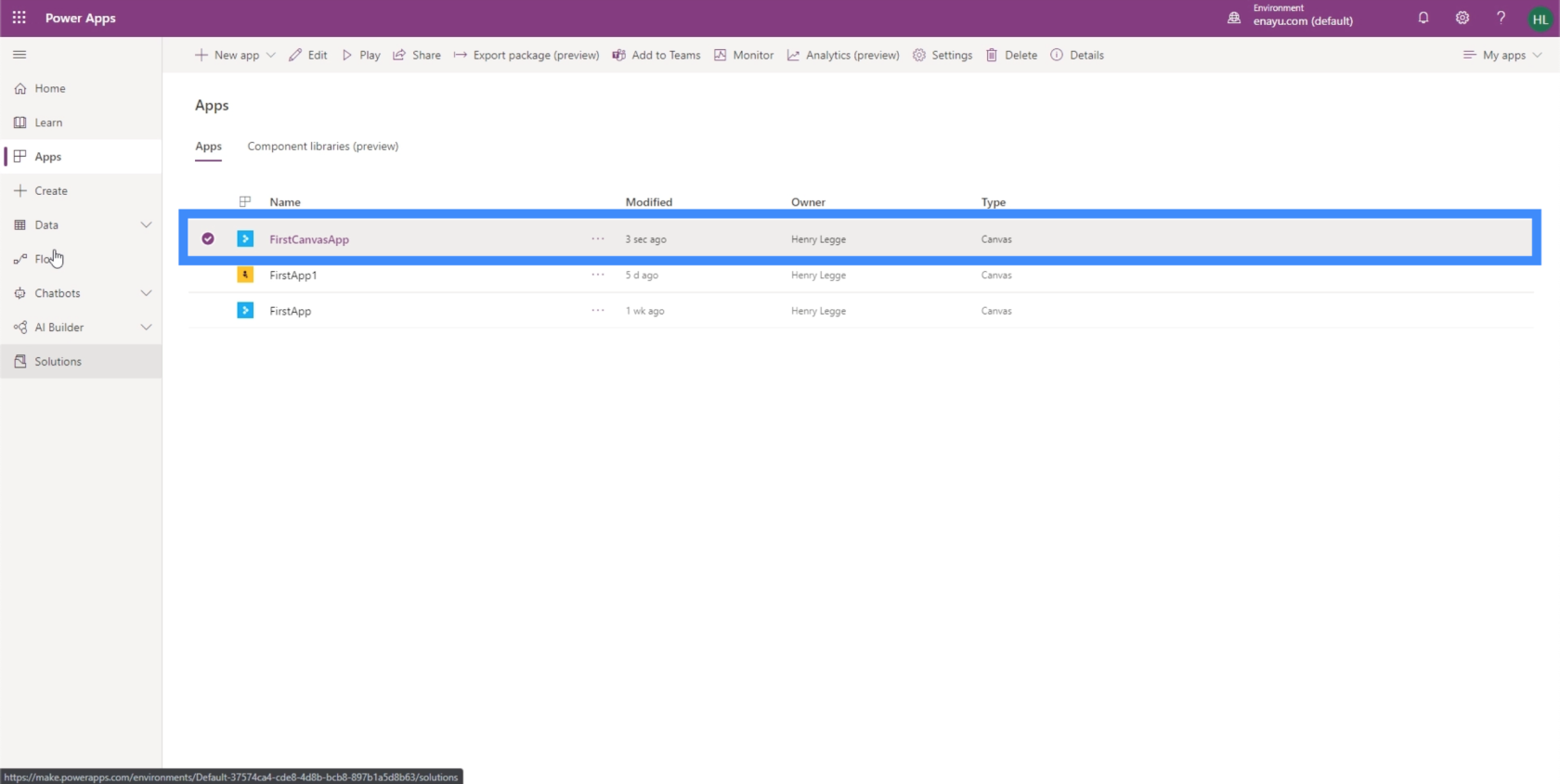 發布 PowerApps 應用程序和更改屏幕順序