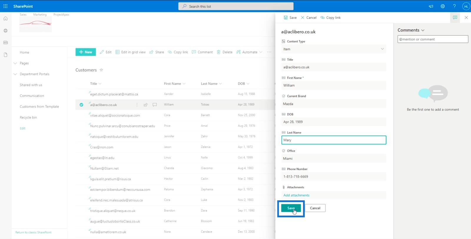 SharePoint リスト アイテム: 単一および複数のアイテムの編集