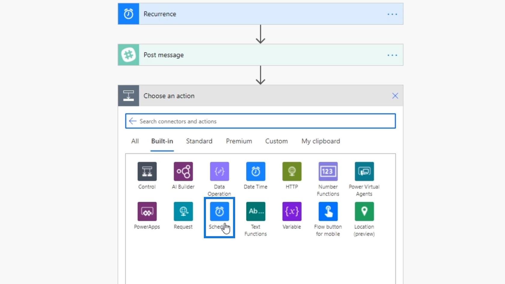 Microsoft Power Automate 中的計劃工作流