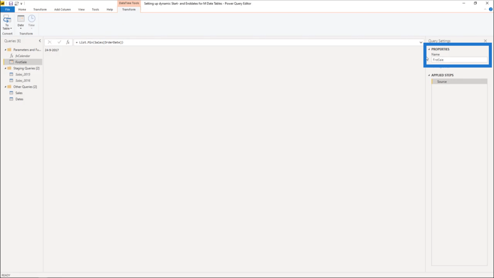 為 Power Query 日期表設置動態 StartDate 和 EndDate