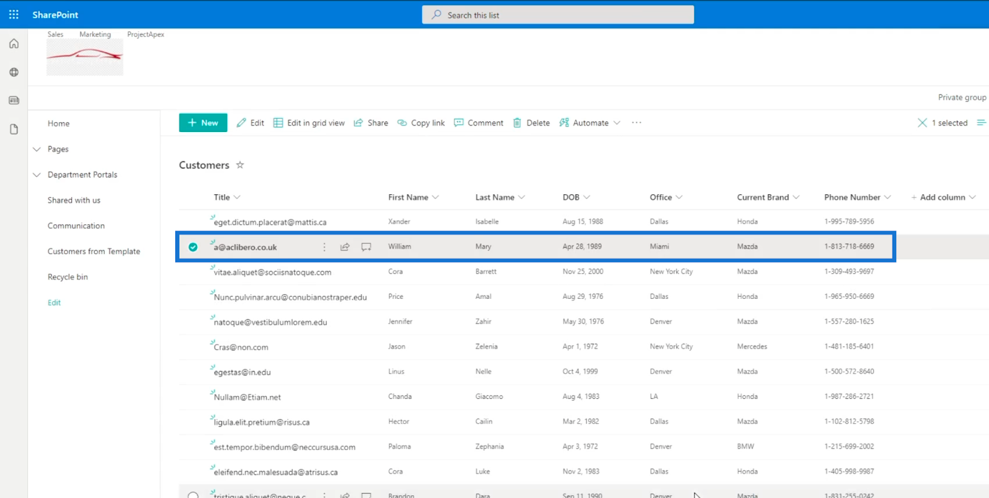 SharePoint リスト アイテム: 単一および複数のアイテムの編集