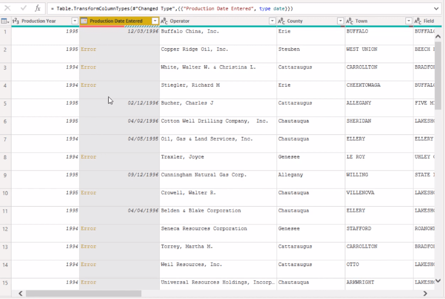 Power Query エディターを使用して日付形式を変更する