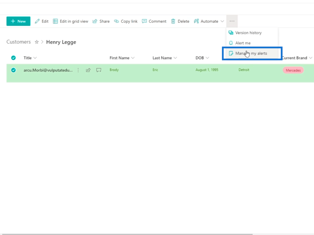 SharePoint リスト アラートのセットアップ
