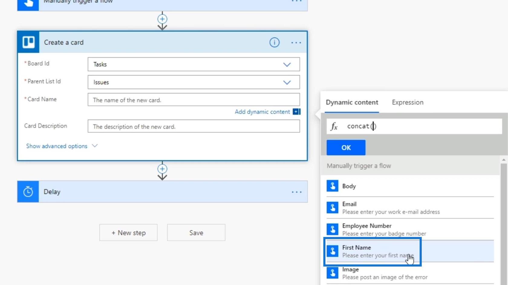 Microsoft Power Automate 中的工作流輸入