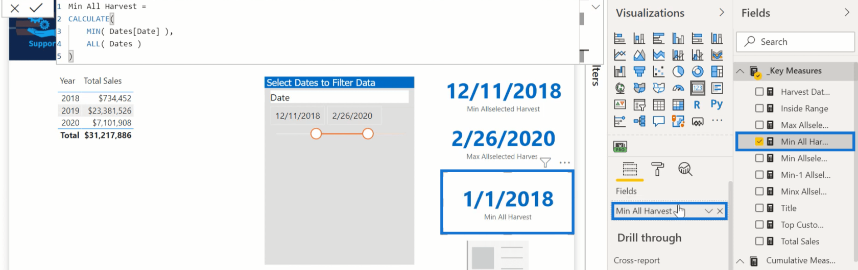 如何使用 DAX 在 LuckyTemplates 中確定收穫日期