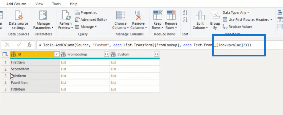 Tutorial do Editor do Power Query: extrair valores de campo de registro de listas